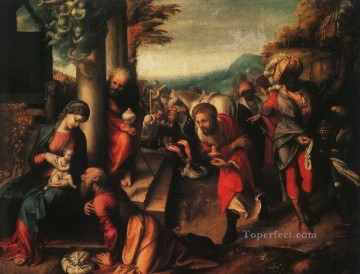 東方三博士の崇拝 ルネッサンスのマニエリスム アントニオ・ダ・コレッジョ Oil Paintings